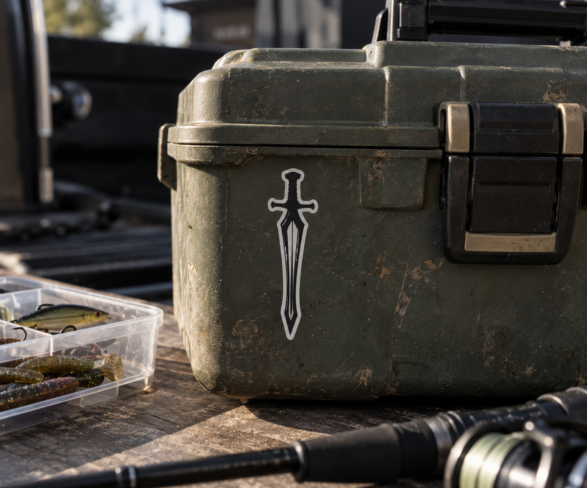 Sword & Cross Decal | 6" × 2"